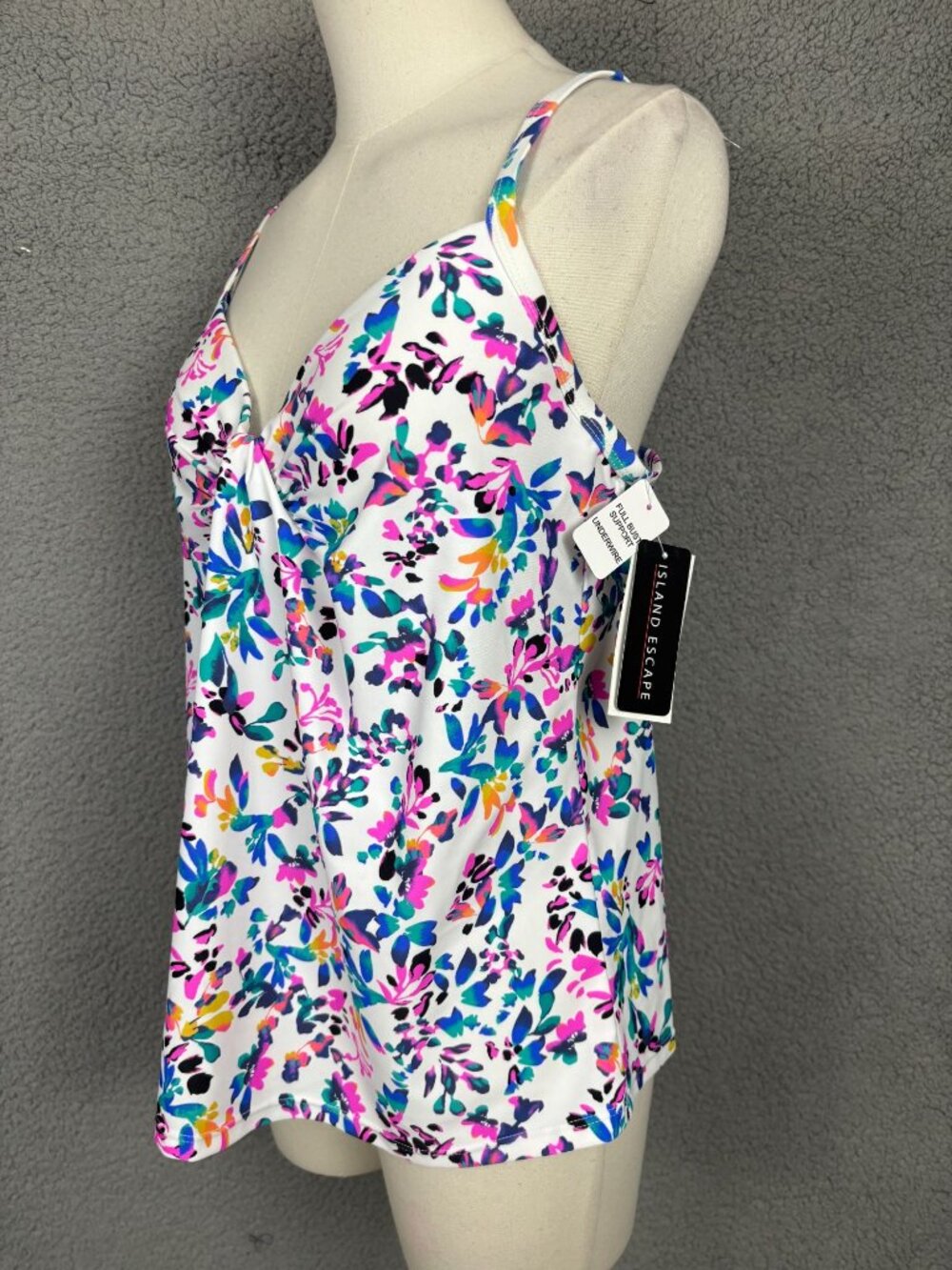 Island Escape Women's Underwire Floral-Print Twist-Front Tankini Top Size 8 NWTs - Picture 4 of 8
